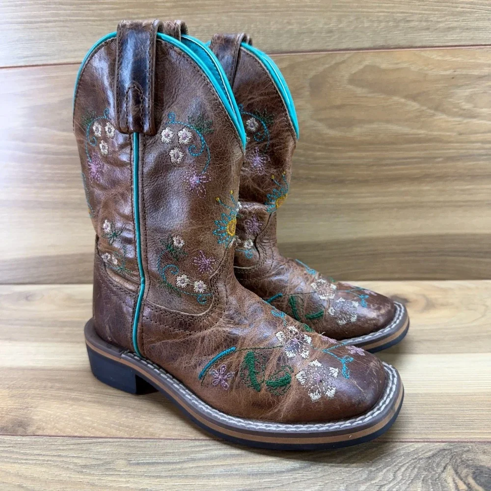 Smoky Mountain Boots Little Girls 10.5 Embroidered Floral Square Toe Rodeo Ranch